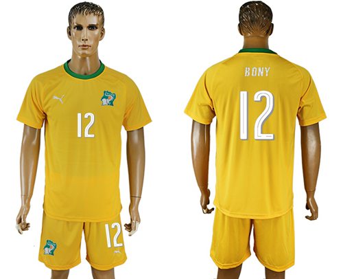 Cote d'lvoire #12 Bony Home Soccer Country Jersey